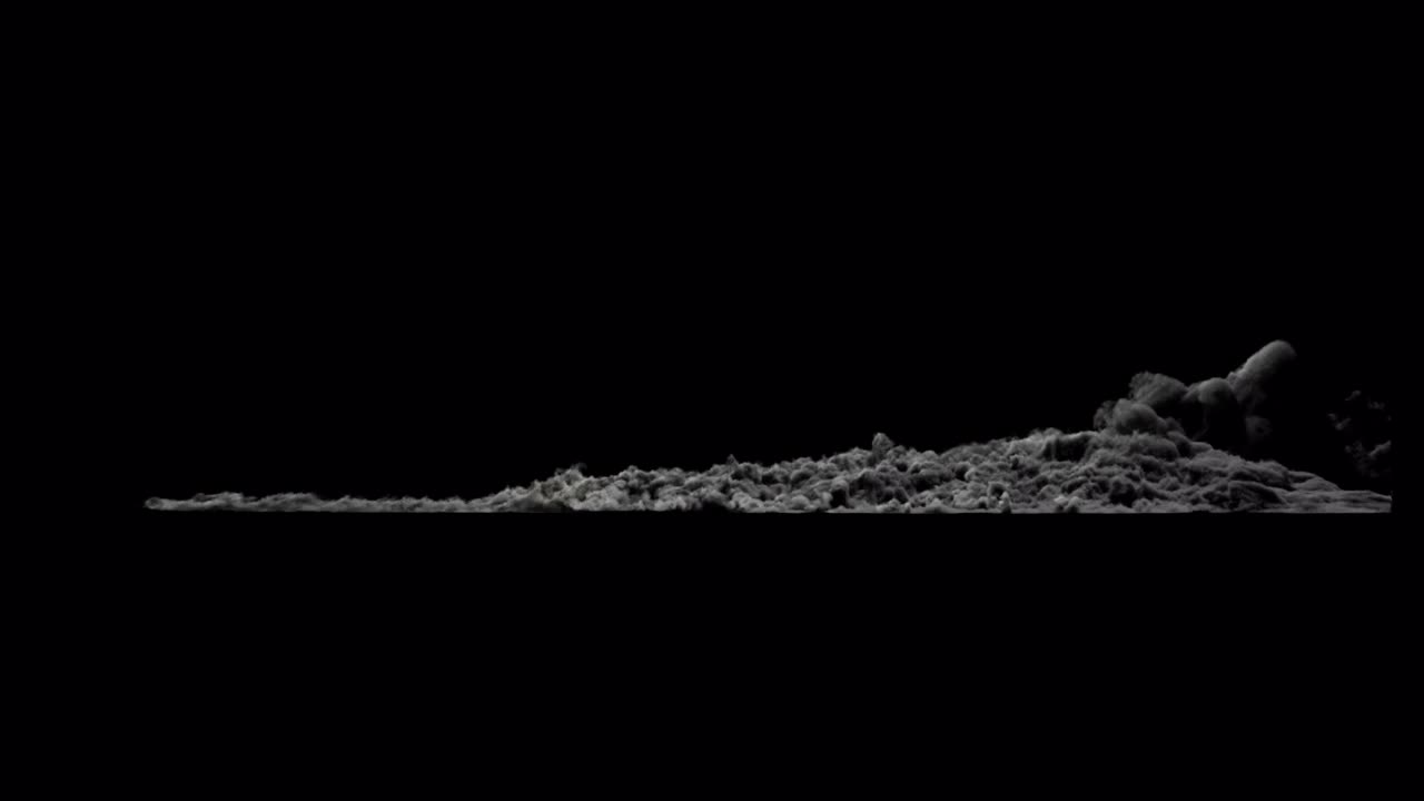 Grey Smoke Cloud on Black Background