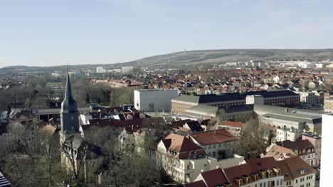 Drone-Aerial-footage-of-Weimar-on-a-sunny-spring-day