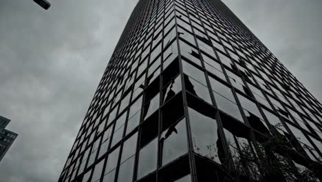 damaged skyscraper in urban setting