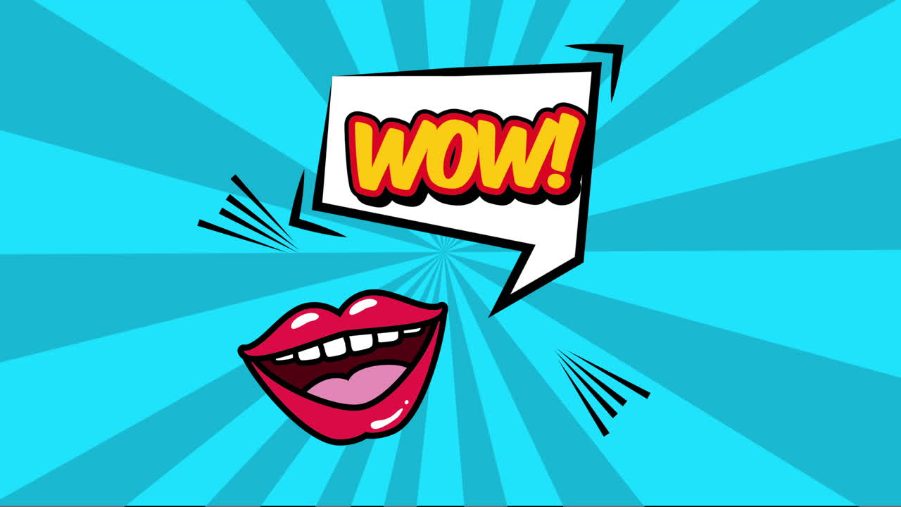 burbuja de expresión con la boca estilo pop art