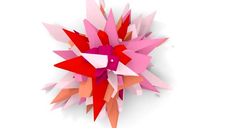 4k. abstract digital flower. version with pink, red and orange colors. seamless looped.