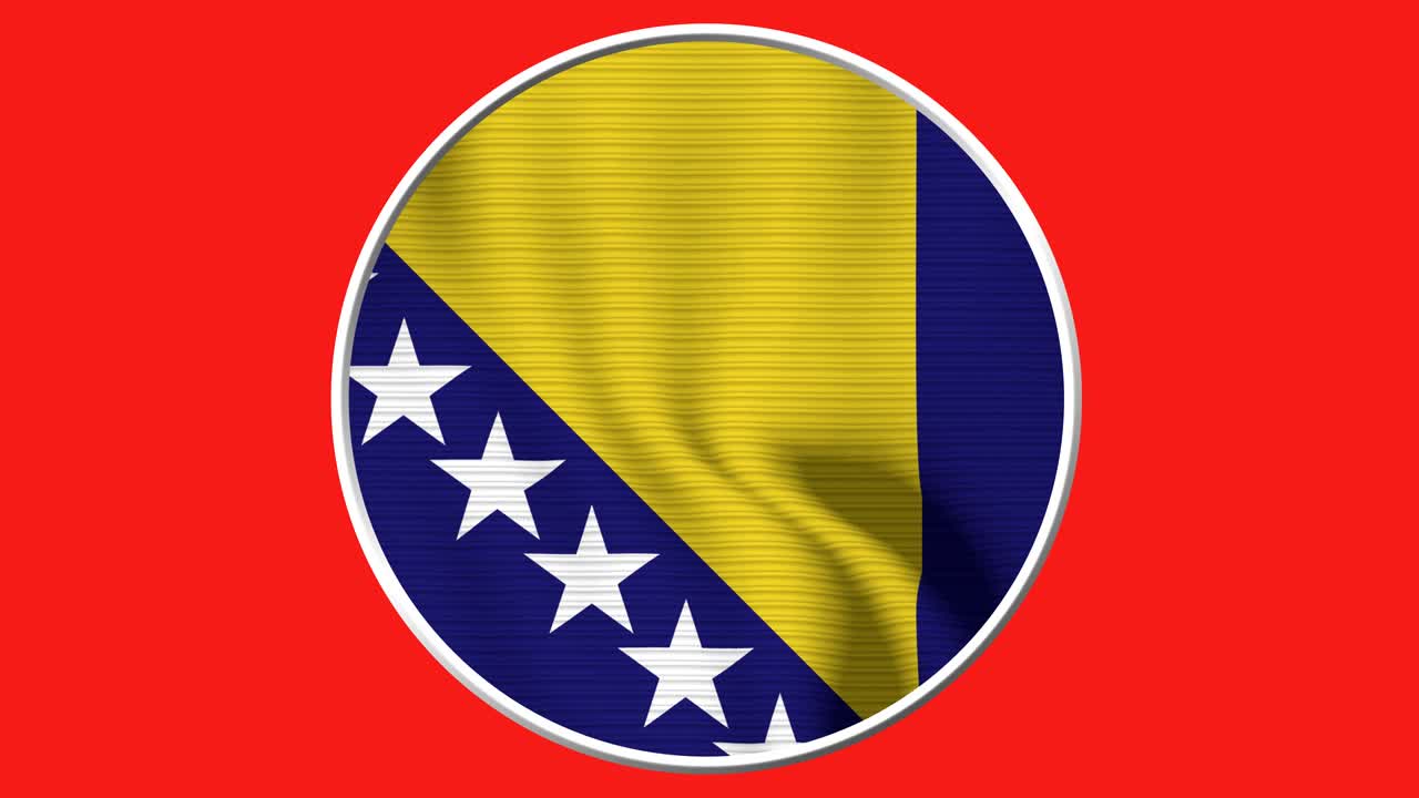 Bosnia and Herzegovina Circular Flag Loop - Realistic 4K flag waving in the wind