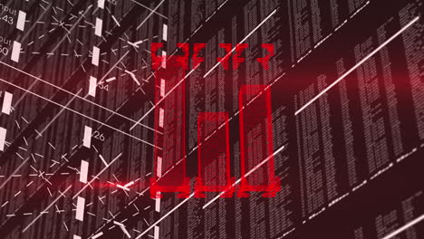 animation of financial graph over data processing on dark background