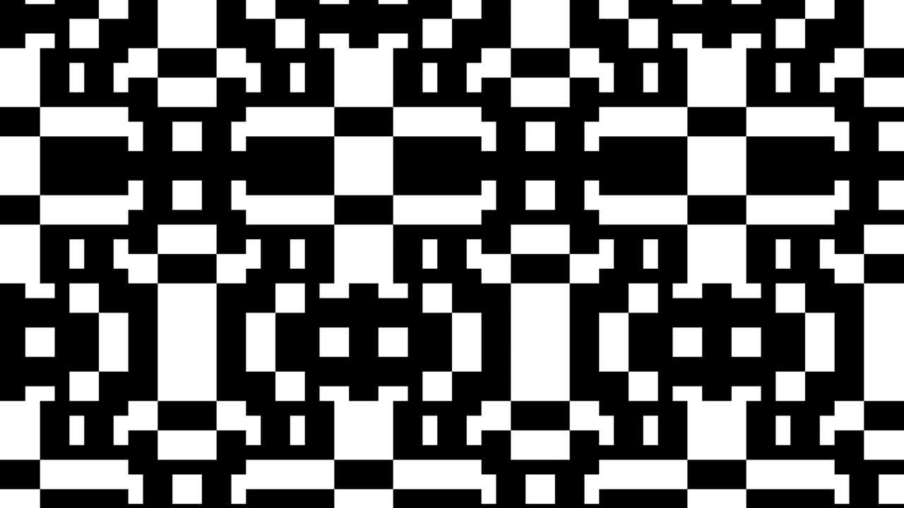 Simple pattern with animated random geometric shapes. Seamless loop motion graphic background in flat style. Monochrome rectangular tiles mosaic