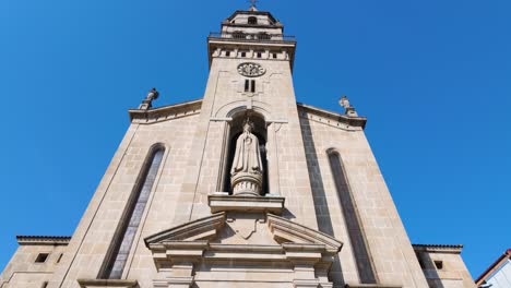 establishing shot of church de fatima in o couto, ourense, galicia, spain