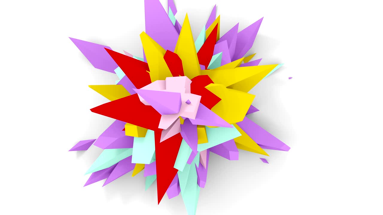 4k. flor digital abstracta. versión con colores rojo, púrpura y amarillo. bucle sin costuras.