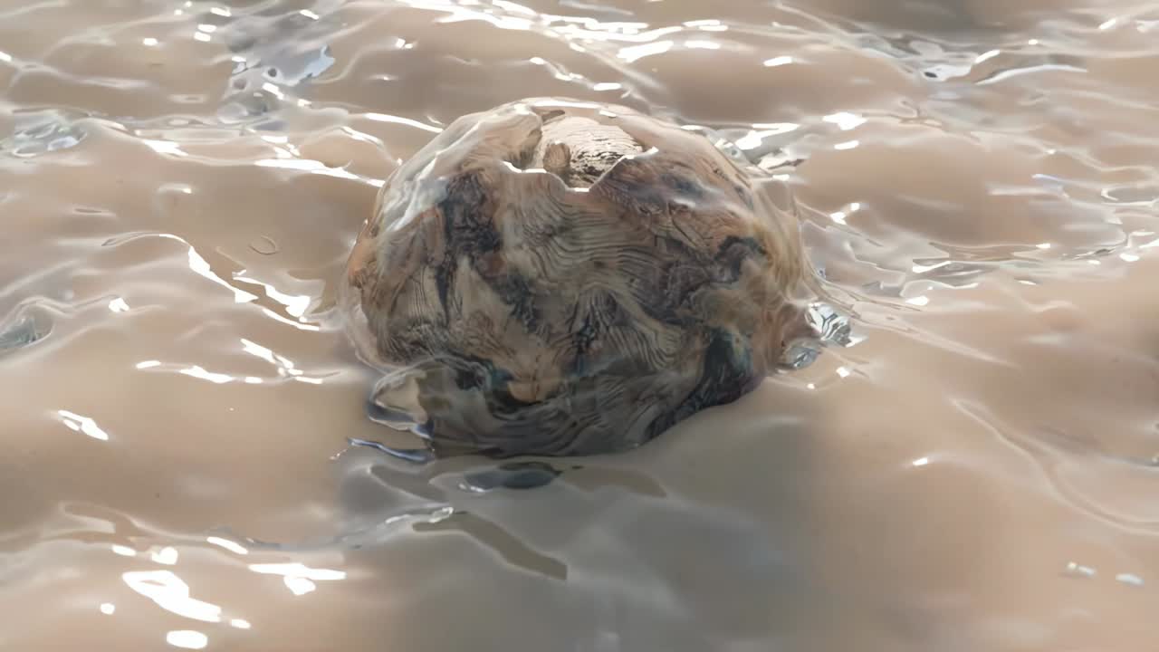 абстрактная сфера в воде на песке