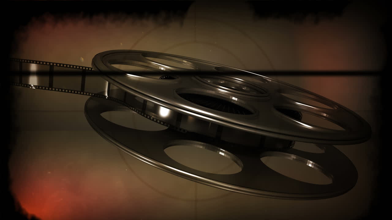 필름 릴에서 굴러 나오는 필름