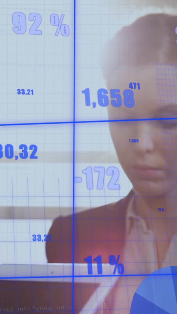 Animation of statistical data processing over diverse colleagues using electronic devices at office