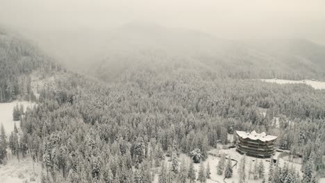 árboles-Nevados-En-El-Bosque-Con-Alojamiento-En-La-Base-De-Las-Montañas-Tatra-En-Invierno-En-Zakopane