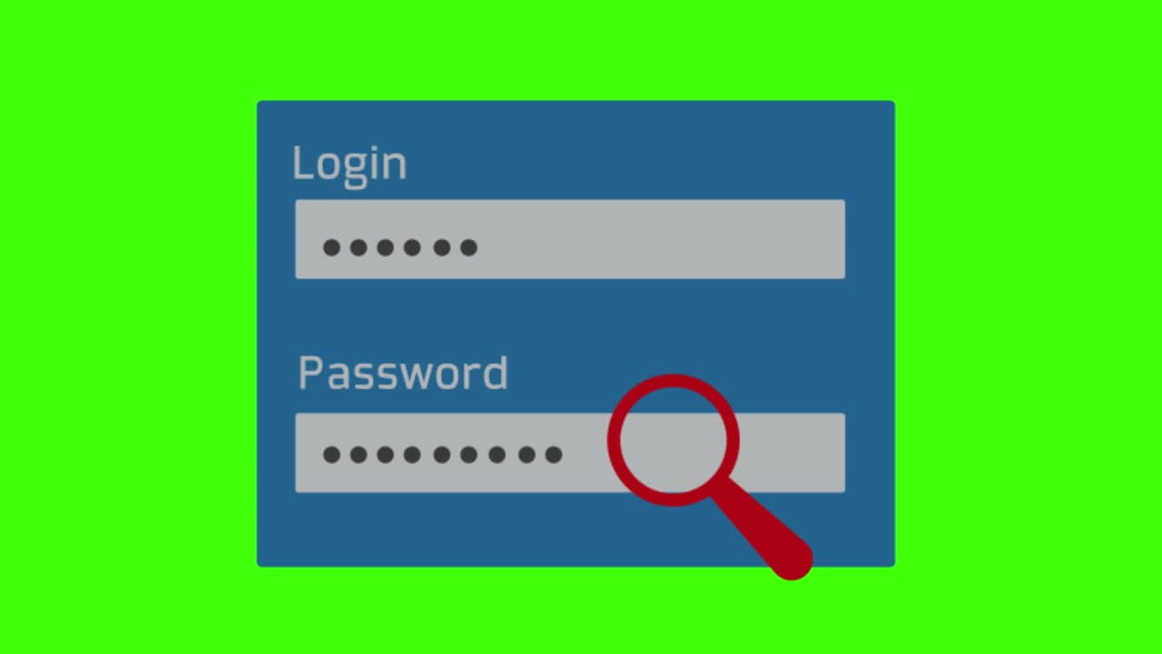 pantalla verde, icono de infracción de seguridad, formulario de inicio de sesión