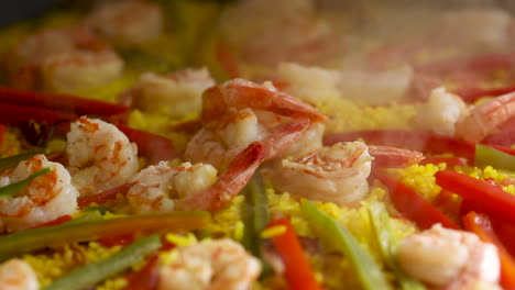 close up on paella spanish traditional food valencia