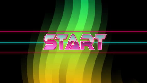 neon colors creating retro animation text over wavy green and yellow background