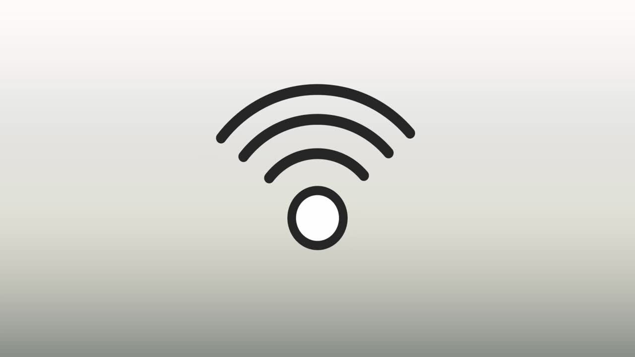 animación del icono wifi contra el espacio de copia en fondo de gradiente gris