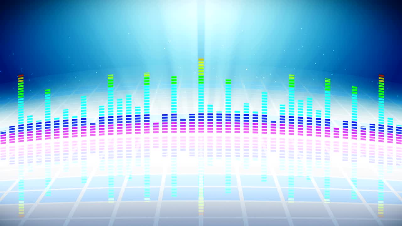 파티를위한 다채로운 음파. 디스코 배경. 추상적인 다채로운 파동 패턴. 음악 이라이저의 루프 애니메이션.