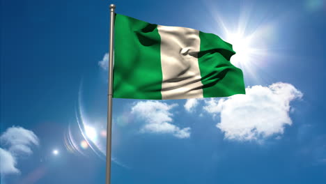 Nigeria-national-flag-waving-on-flagpole