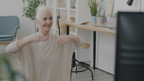 Senior Woman Doing Yoga at Home