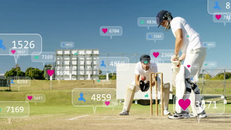 Animation-Der-Digitalen-Datenverarbeitung-über-Verschiedene-Cricketspieler-Auf-Dem-Feld