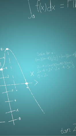 animation of handwritten mathematical formulae over blue background