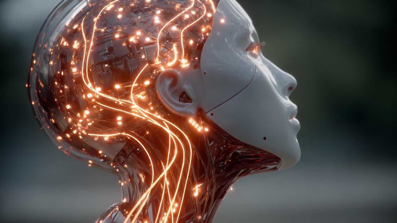 A Futuristic Portrait of a Cyborg: An Intricate Vision Blending Technology and Humanity with Illuminated Features and a Stunning Profile View