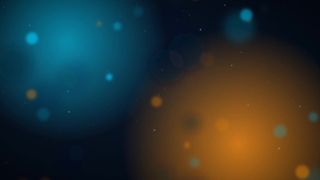 Abstract Motion Background with Floating Blue and Orange Bokeh Particles