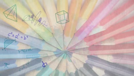 Mathematical-equations-against-multiple-colored-pencils-spinning