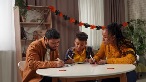 family coloring and decorating for halloween