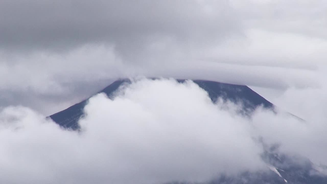 Villarrica Volcano, Pucon, Chile - April 04, 2017. Clouds over Villarrica Volcano in Pucon, Chile