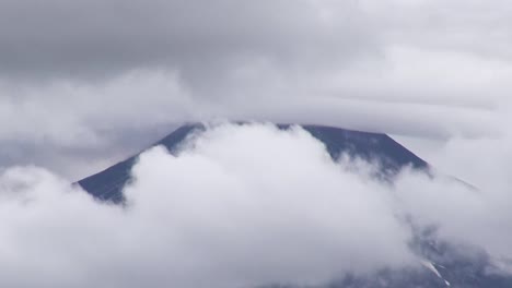villarrica volcano, pucon, chile - april 04, 2017. clouds over villarrica volcano in pucon, chile