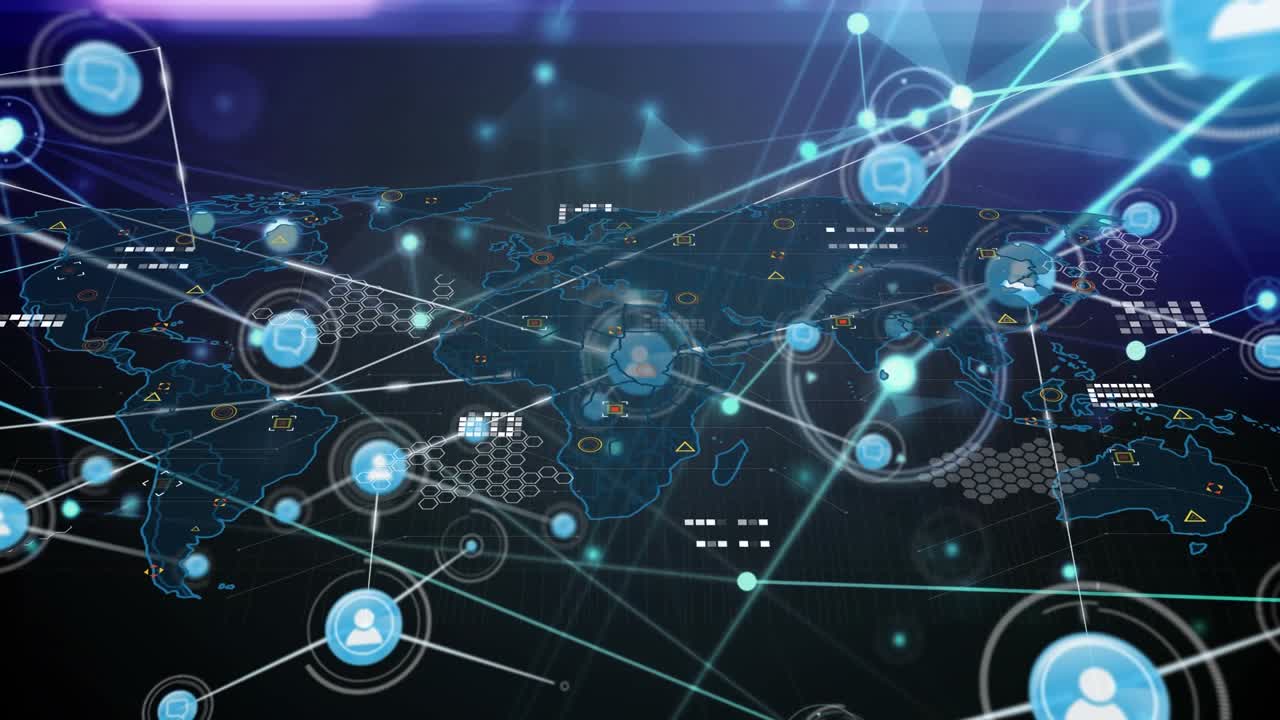 Animation of network of connections over world map