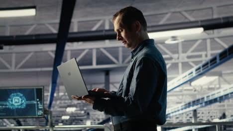 data center technician investigates neural networks configuration
