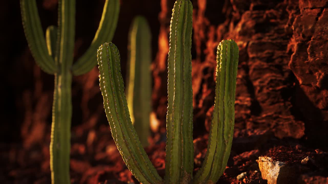 cactus en el desierto de arizona cerca de piedras de roca roja