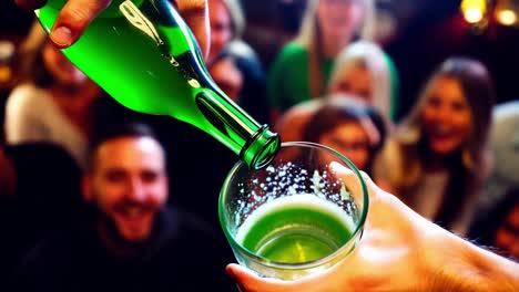 cerveza verde que se vierte en una fiesta del día de san patricio