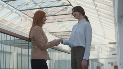 two female business partners shaking hands