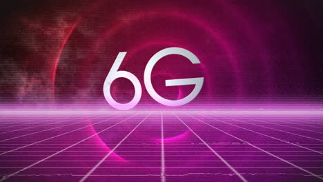 animación de 6g sobre líneas y círculos sobre fondo negro