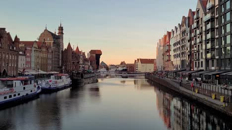 river in the center of the city of gdansk