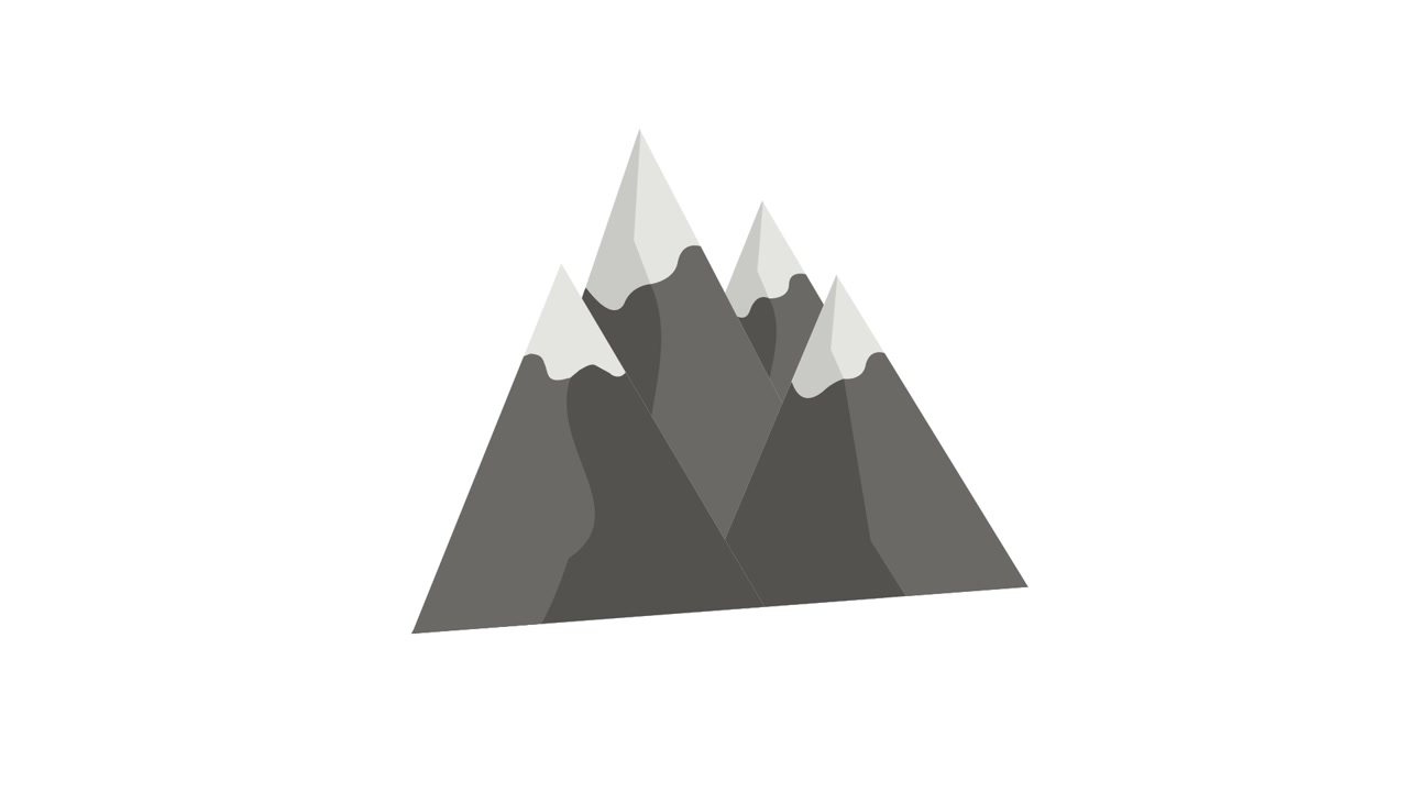 Montagne stilizzate animate che appaiono e scompaiono
