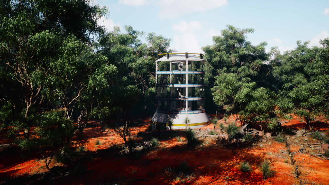 산림에서 버려진 유리 및 금속 탑