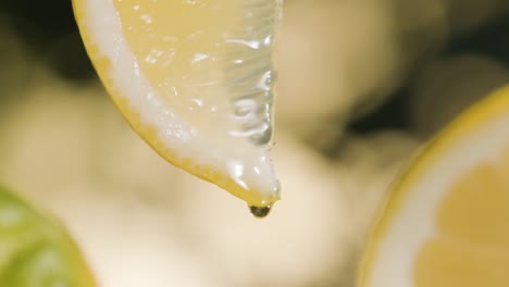 Extreme-macro-shot-Drop-falling-from-juicy-lemon-slice,-super-slow-motion