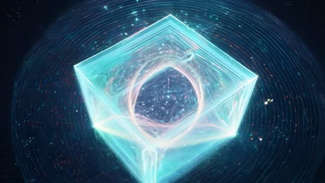cubo brillante en el espacio