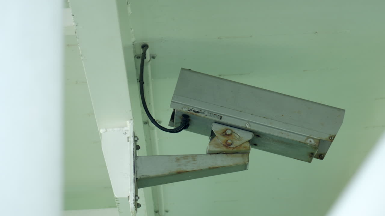 Security camera monitors the ferry's car parking bays