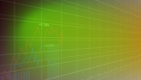 animación del procesamiento de datos financieros sobre un fondo verde