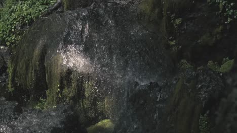waterfall and rock with moss in los andes mountains of chile