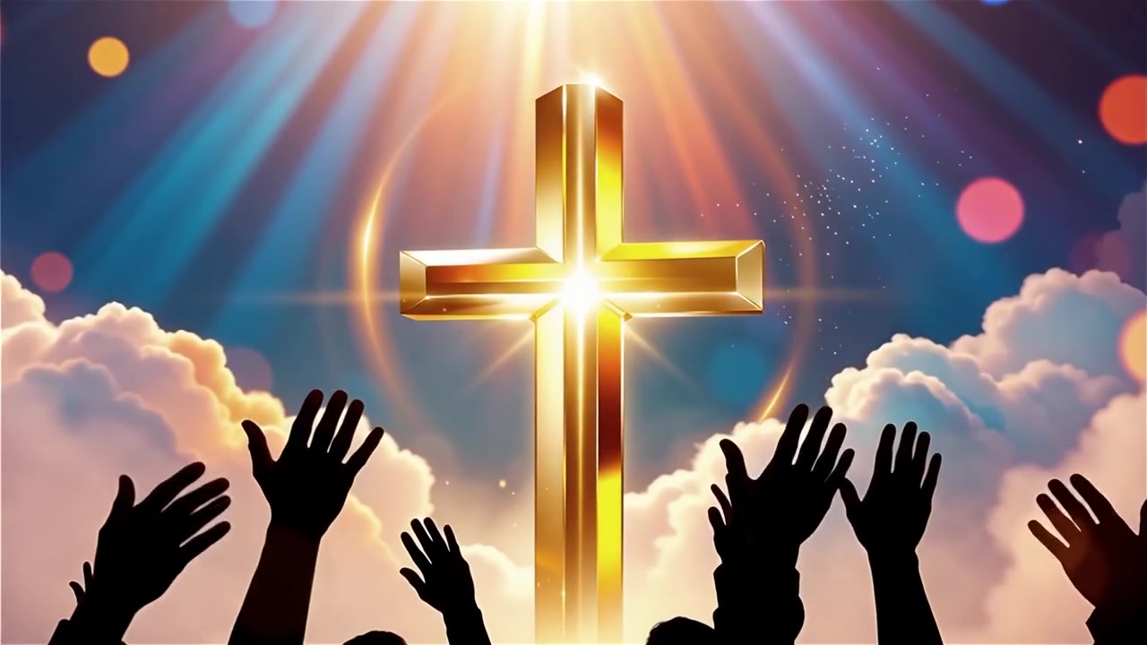 Christian Cross Heavenly Light Worship Background