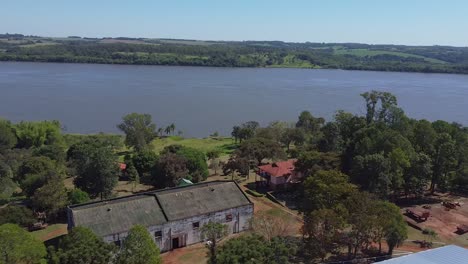 cinematic aerial footage of the yerba mate processing facilities in misiones, jardin, america, argentina, drone