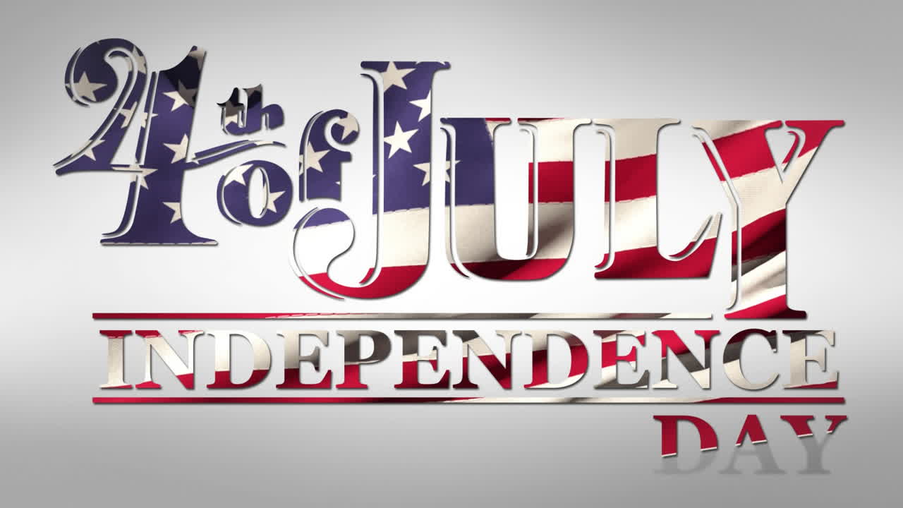 4 de julio, día de la independencia texto con bandera estadounidense