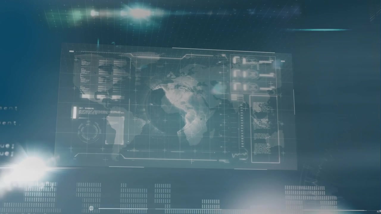 Animation of data processing over blue background