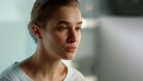 School-teacher-looking-computer-screen-closeup.-Serious-woman-checking-tests