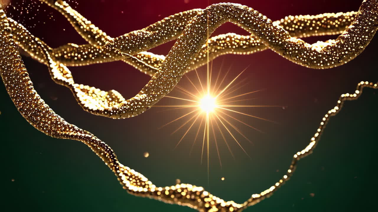 Abstract Golden Shimmering Strands with Central Light