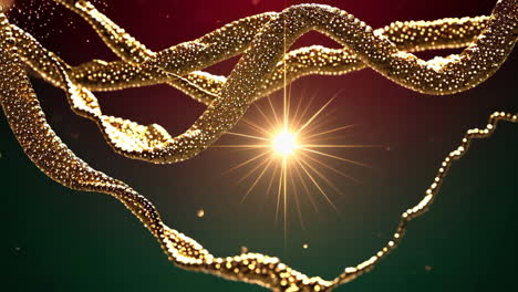 abstract golden shimmering strands with central light